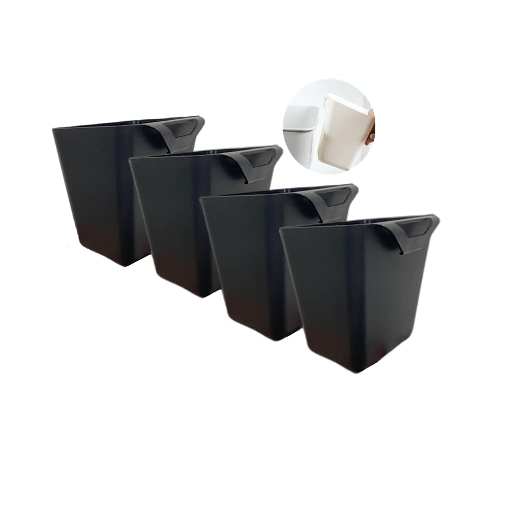 4Pack Hanging Cup Holders,Trolley Basket Storage,Rolling Cart Accessories,4.75x4" Hanging Pencil Holder Storage Containers Hanging Buckets Hanging Bins,Make Up Pencil Holder (Black)