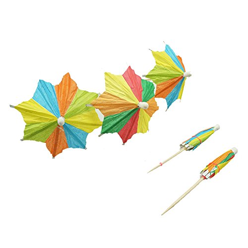 Bilipala Colorful Paper Umbrellas, Cocktail Parasol Picks Cupcake Toppers Picks, Pack of 50