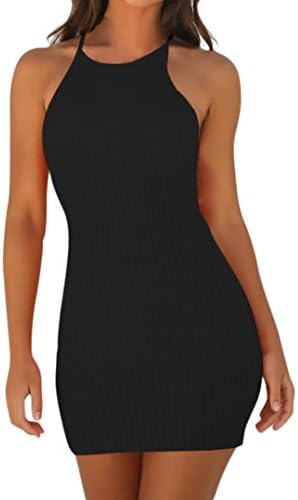 GOVOW Womens Spaghetti Strap Backless Sleeveless Bodycon Party Holiday Mini Dress