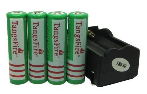 TangsFireÂ® 2pcs 18650 3600 mAh 3.7V Li-ion Rechargeable Battery + 1pcs charger (Green)