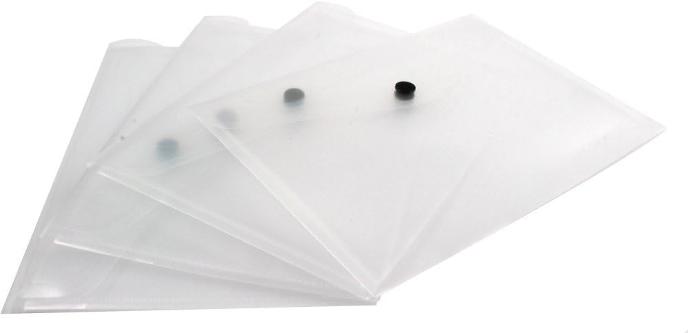 Pack of 12 Clear A5 Press Stud Plastic Document Wallets