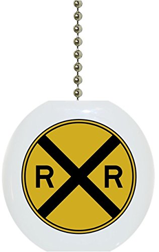 Yellow Railroad Sign Solid Ceramic Fan Pull