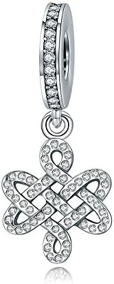 Soulove Elegant Chinese Knot & Dazzling CZ Dangle 925 Sterling Silver Bead For Snake Chain Charm Bracelet