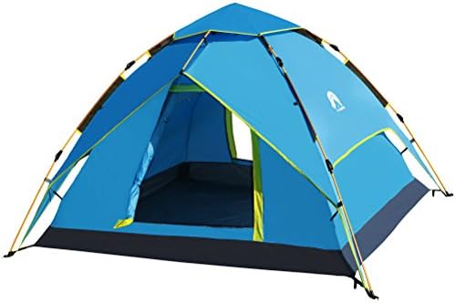 Xuan Sheng 3-4 Person Hydraulic Automatic Tent Double Layer Waterproof Tent Backpacking Tent (Blue)