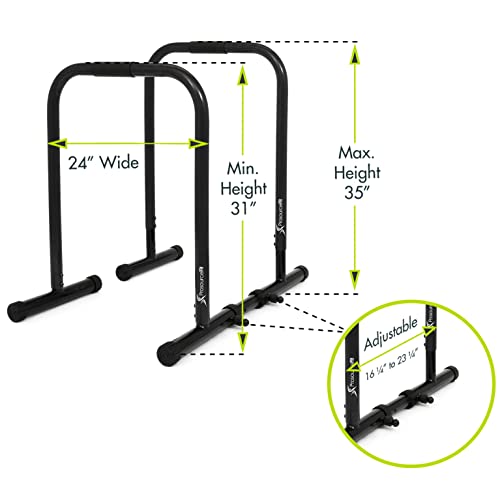 ProsourceFit Dip Stand Station, Ultimate Heavy Duty Body Bar Press with Safety Connector for
