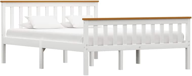 vidaXL Madera Maciza de Pino Estructura de Cama Matrimonio Doble Blanca