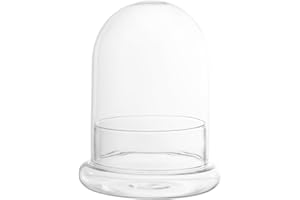 Hemoton Glass Display Dome Clear Glass Cloche Bell Jar Terrarium Display Dome Decorative Case for Plants Succulents Fairy Lig