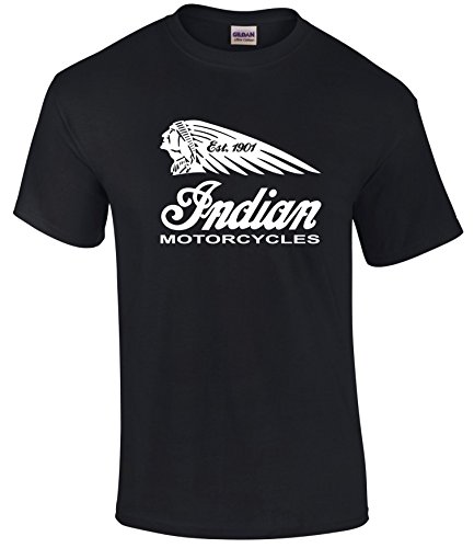 Unisex Indian Motorcycles Retro Classic Vintage T-Shirt in 9 Colours Sizes Small to 5XL (XXXX-Large 58/60", Black)
