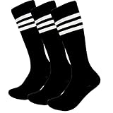 Fasoar Unisex Knee High Long Stripe Football Sports Tube Socks(3-12 Packs)