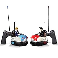 FAO Schwarz Premium RC Toy Bumper Car Set - Remote Controlled Head-to-Head 2-Player Competitive Action - Drivers Eject When Hit! - 1950s Nostalgic Retro Design - Built-in Digital Sound Effects