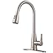 Friho Modern Commercial Lead-Free Stainless Steel Single Lever Handle High Arc Pull Down Sprayer Kitchen Sink Faucet,Brushed Nickel Pull Out Kitchen Faucets With Deck Plate