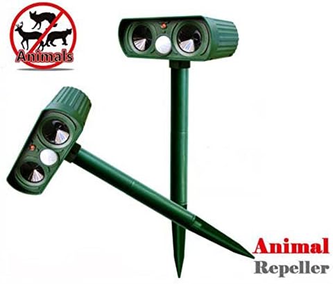 ZJKC 2 PCS Cat Dog Repeller Powered Fox Chaser Ultrasonic Solar Animal Repellent Deterrent