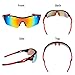 poshei Polarized Sports Sunglasses, P01 Outdoor Sun Glasses with 5 Interchangeable Lenses for Men Women Baseball Cycling Fishing Golf (Black&Red)