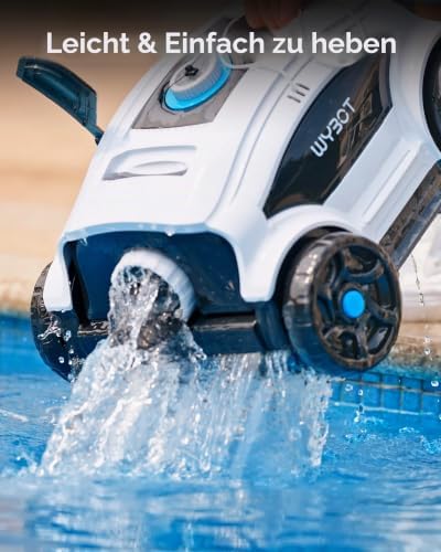 Poolroboter Akku für 130 Minuten Betrieb, Poolsauger mit Starke Leistung, Dual-Antriebsmotoren, Schneller Wasserablass, Pool Bodensauger für Aufstellpool/Außenpool bis zu 100m²