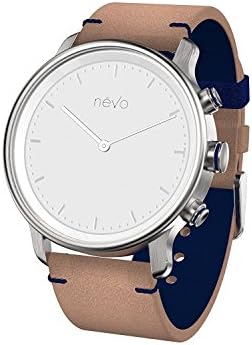 EMIE Nevo Activity and Sleep Tracking Smart Watch with Stainless Steel Case, Genuine Leather Strap, Step Counter, Sleep Monitor for Android & iOS iPhone (Tertre)