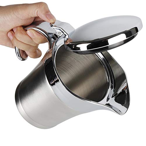 16OZ Stainless Steel Gravy Boat with Spout Hinged Lid 450ML