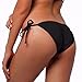 FITTOO Women's Sexy Low Cut Bikini Bottom Tie Sides Thongs Cheeky Booty T-Back Ladies Swimsuit Black S