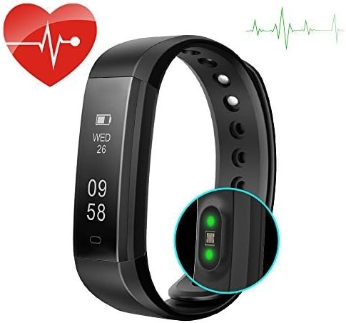 JKFIT ID115 HR Fitness Tracker with Heart Rate Monitor Pedometer,Waterproof Activity Tracker Watch for Android &amp; IOS (Black)