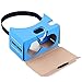 QPAU Google Cardboard 3D Virtual Reality Glasses DIY Kit Compatible with Android & Apple 45mm Lenses HD Visual Experience Includes QR Codes - Blue