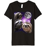 Kids PREMIUM Sloth Shirt - Three Wolf Howling At Moon Parody 4 Black