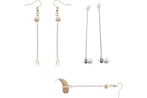 DeaHea 4 Pack Hearing Aids Earring Clips Anti-Lost Lanyard Protector Holder Universal BTE Clip Hook Chain Earrings for Senior