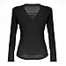 Blooming Jelly Women's Sexy Bandage Plain Deep V Neck Lace Up Long Sleeve Blouse Tops