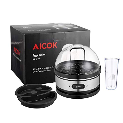 Egg cooker, AICOK Stainless Steel 7 Egg Capacity Rapid Egg Boiler with 2 BPAFree Poachers