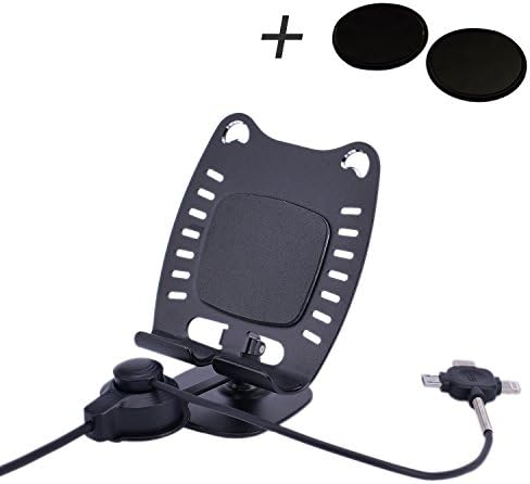 SUNDERPOWER Car Mount Holder + 2 PACK Sticky Phone Pads Kit ,Latest Multi-angle Adjustment Metal Cell Phone Holder With Magnetic USB Charger For Smartphones, GPS, iPhone, iPod … (BACK-KIT)