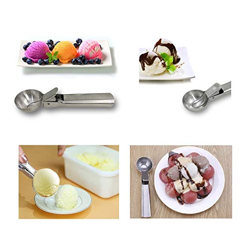 Tyzine Solid Stainless Steel Ice Cream Scoop, Fruits Scoop, with Trigger, Stainless Steel,Easy to Use,Convenient, Fast and Durable.