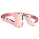 Lazycat 18K Cute Stainless stee Rose goldl Dragon Cat Opening Mouth Ring, Simple Wedding Finger cat tail Rings (8)