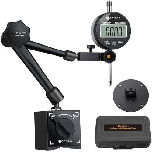 Neoteck Digital Messuhr und Magnetfuß mit Zentralklemmung, 0-25,4mm/1 Zoll Messtaster metrische Umrechnung Zentralklemmung Messuhrhalte, für Labor Wer