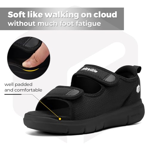 FitVille Men's Diabetic Sandals Extra Wide Edema Shoes with Adjustable Strap Wide Width Slippers for Swollen Feet