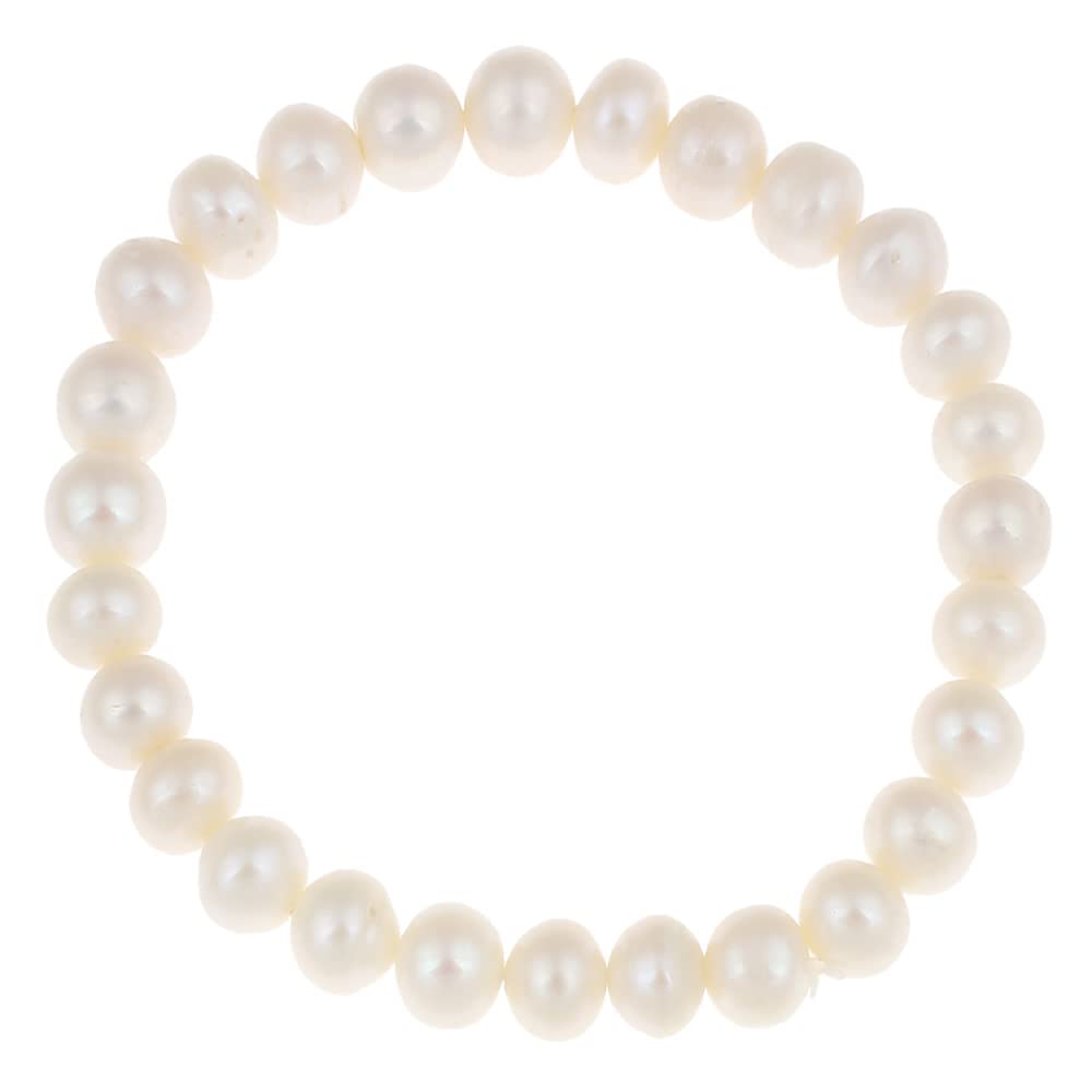 Treasure Bay Stunning 7-8mm Freshwater Pearl Bracelet for Women and Girls (White)