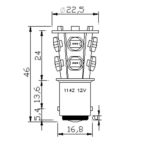 RV & CAR LED BULB TYPE 2.5 WATT HIGH POWER BAYONET DOUBLE CONTACT NON PARALLEL