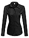 HOTOUCH Women Collared Button Down Long Sleeve Dress Shirt/Black/Large