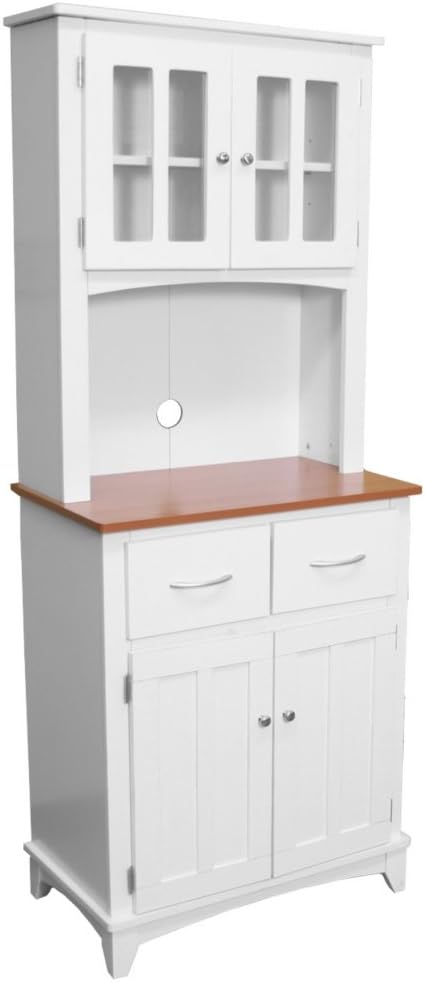 Oak Hills Tall White Microwave and China Cabinet