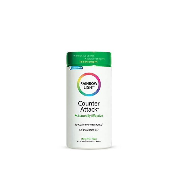 Rainbow Light Immune Support, Vitamin C & Zinc, Counter Attack, Gluten Free, Vegan, Sugar-Free, 3 Targeted Blends For…