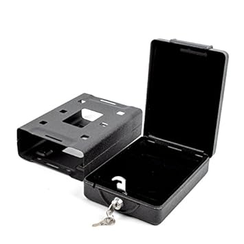Carbest Hochsichterheits Mobilsafe mit Schlüssel B 15 x T 21 x H 5,5 cm, Geldkasette, Tresor schwarz für Wohnwagen und Wohnmo