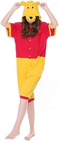 kxry Summer Pajamas Onesies Short Leisure Kigurumi Cosplay Costume (X-Large, Short Winnie The Pooh)