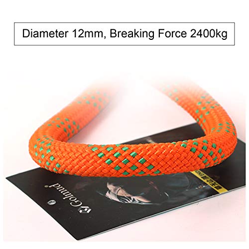 Orange 12mm Statisches Kletterseil, Nylon-Sicherheitsseil, Baumklettern, Eisklettern, Doppelkarabiner… – Bild 6