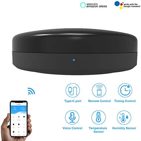 Intelligente WiFi IR Fernbedienung mit Temperatur und Feuchtigkeitssensor Universal Hub IR Blaster Controller fr Smart Home Automatisierung kompatibel mit Alexa Google Home