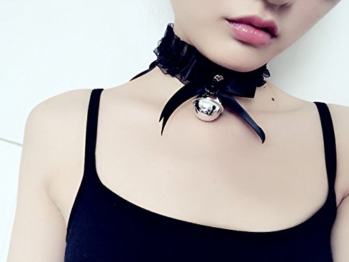 Ziper Handmade Retro Punk Gothic Lace Bell Collar Bowknot Bow Ribbon Choker Necklace Choker Necklace Goth - Thumbnail 4
