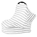 Bonn 1949 Baby Car Seat Cover,Nursing Cover,Car seat Canopy Covers Multi-Use Infant Car seat Canopy Covers Shopping Cart High Chair Stroller- Best Multi-Use Infinity Stretchy Shawl(Gray/White Stripe)