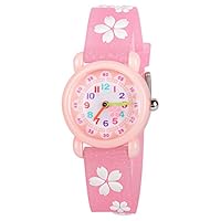 Venhoo Kids Watches 3D Cute Cartoon Waterproof Silicone Children Toddler Wrist Watch Time Teacher Birthday Gift for 3-10 Year Boys Girls Little Child-Pink Sakura