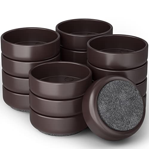 Medipaq Premium Felt Castor Cups - Chair Leg Floor Protectors - Furniture Castor Cups - Castors for Furniture - Protect Your Floors from Scratches - Brown - Pack of 16 (Large: 60mm Diameter)