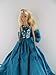 A Teal Green Satin Gown with Sequined Top Made to Fit the Barbie Doll