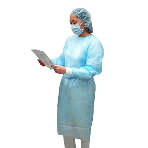 Dental Medical Latex Free Disposable Isolation Gowns Knit Cuff Non Woven | Fluid Resistant (10 Gowns / Pack, Pink)