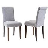 Merax Stylish Dining Chairs with Nailhead Detail and Solid Wood Legs, Set of 2 (Slate grey)