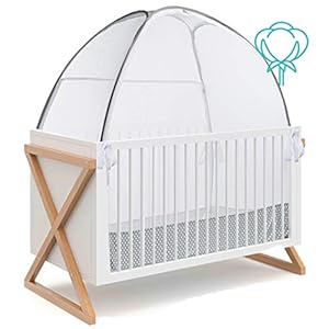 Green Frog Crib Tent to Keep Baby from Climbing Out – 100% Organic Cotton Crib Canopy, See Through Mosquito Crib Net…
