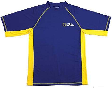 National Geographic Snorkeler 6566 Short sleeve Rash Guard Mens Royal/Yellow Small, Yellow